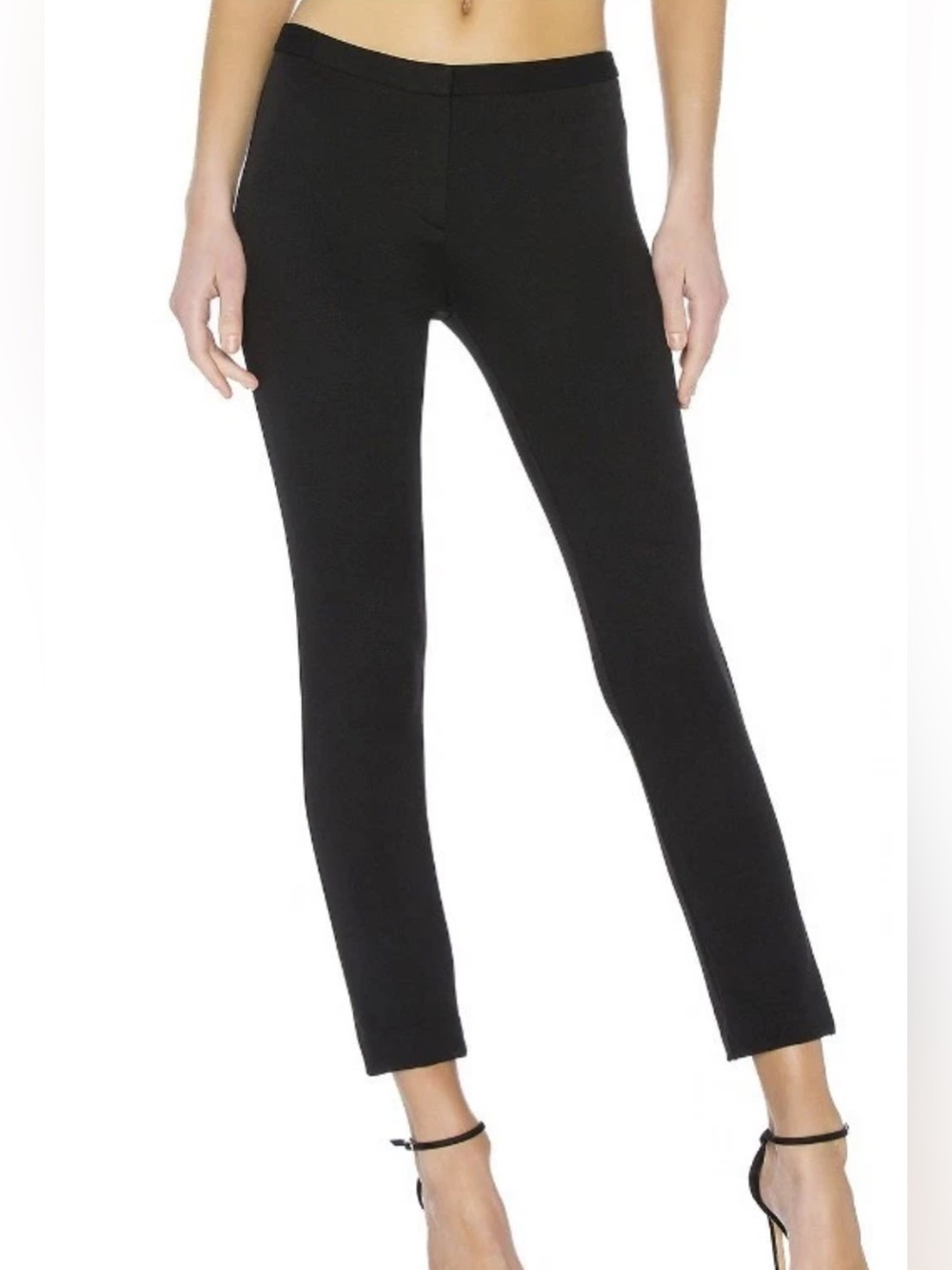 Theory Summer Pique Classic Skinny Pant Black Stretch Size 10 - 25" Inseam